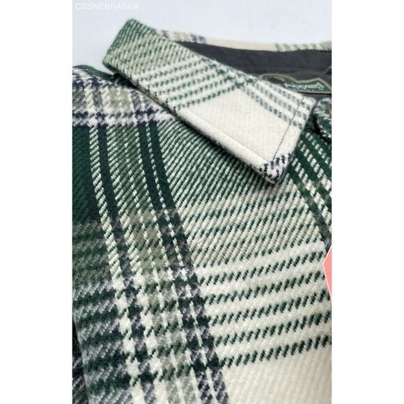 Oversized Green and White Plaid Flannel Men's Shirt, Large - Picture 1 of 9